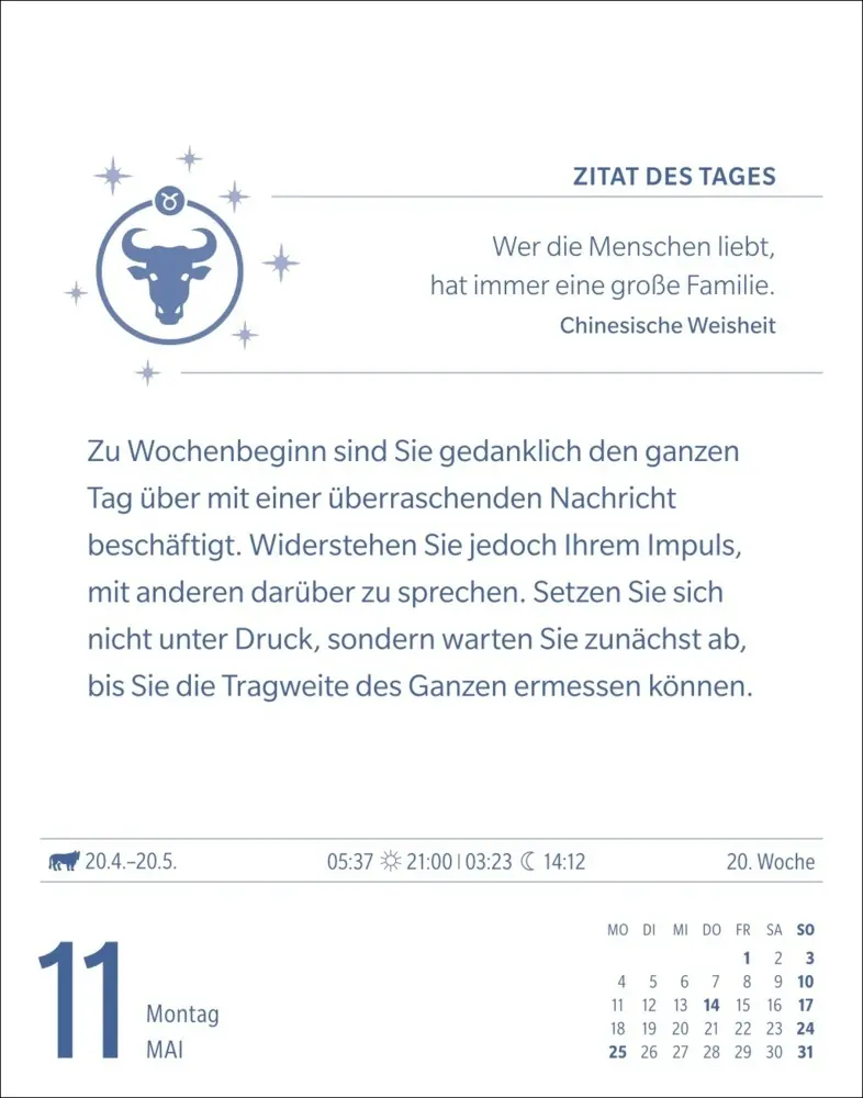 Bild: 9783840035913 | Stier Sternzeichenkalender 2026 - Tagesabreißkalender - Ihr...