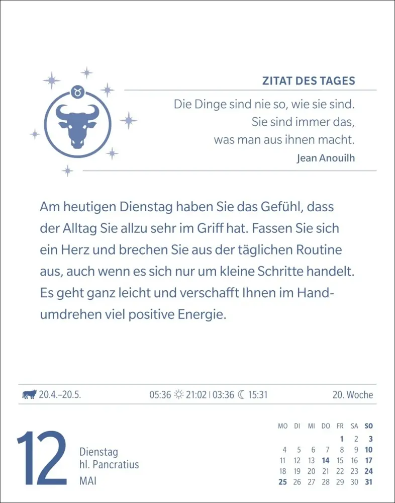 Bild: 9783840035913 | Stier Sternzeichenkalender 2026 - Tagesabreißkalender - Ihr...