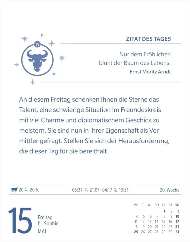 Bild: 9783840035913 | Stier Sternzeichenkalender 2026 - Tagesabreißkalender - Ihr...