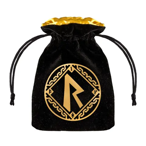 Cover: 5907699496013 | Runic Black &amp; golden Velour Dice Bag | Q-Workshop | EAN 5907699496013