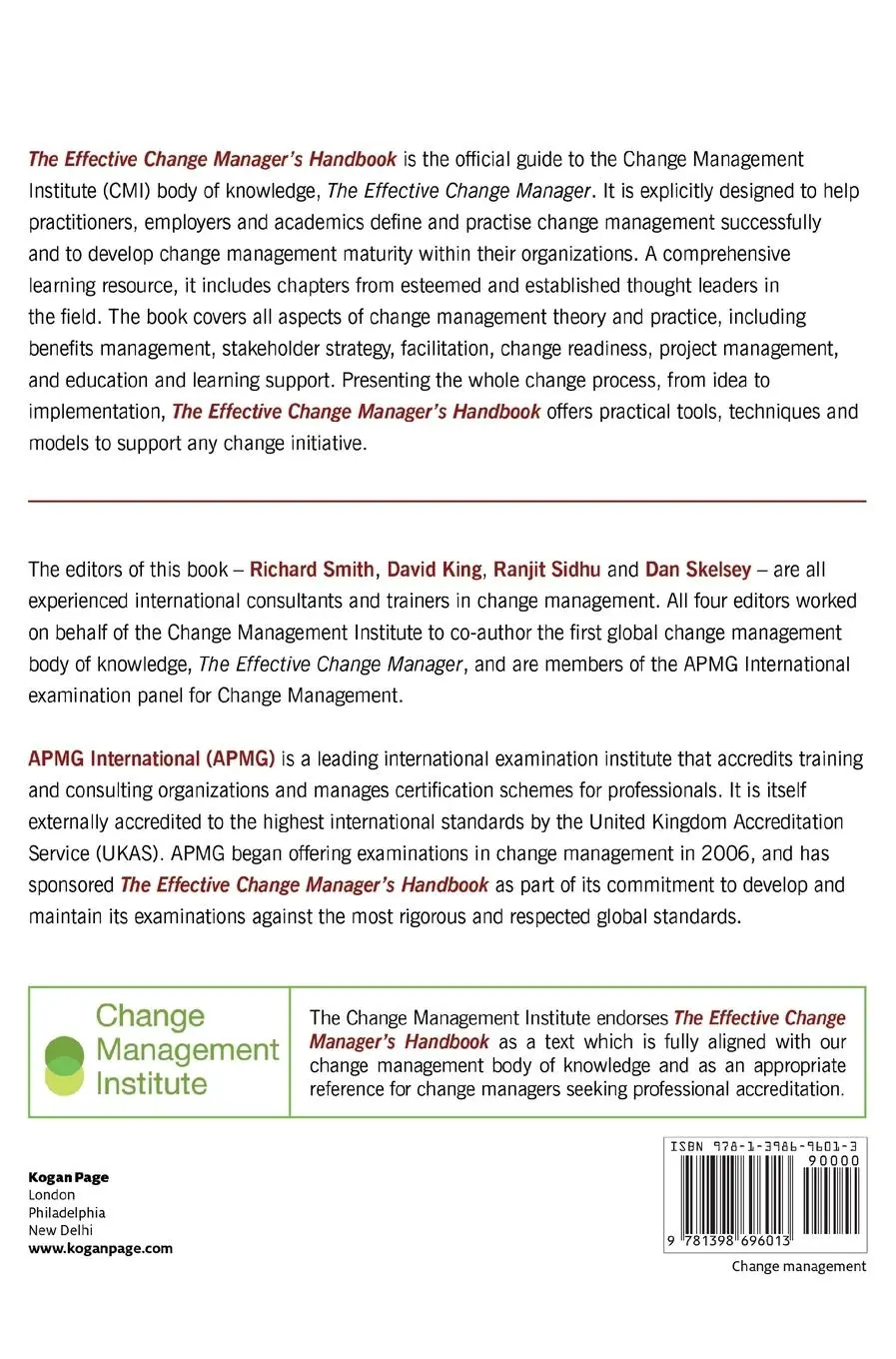 Rückseite: 9781398696013 | The Effective Change Manager's Handbook | Apmg | Buch | Englisch