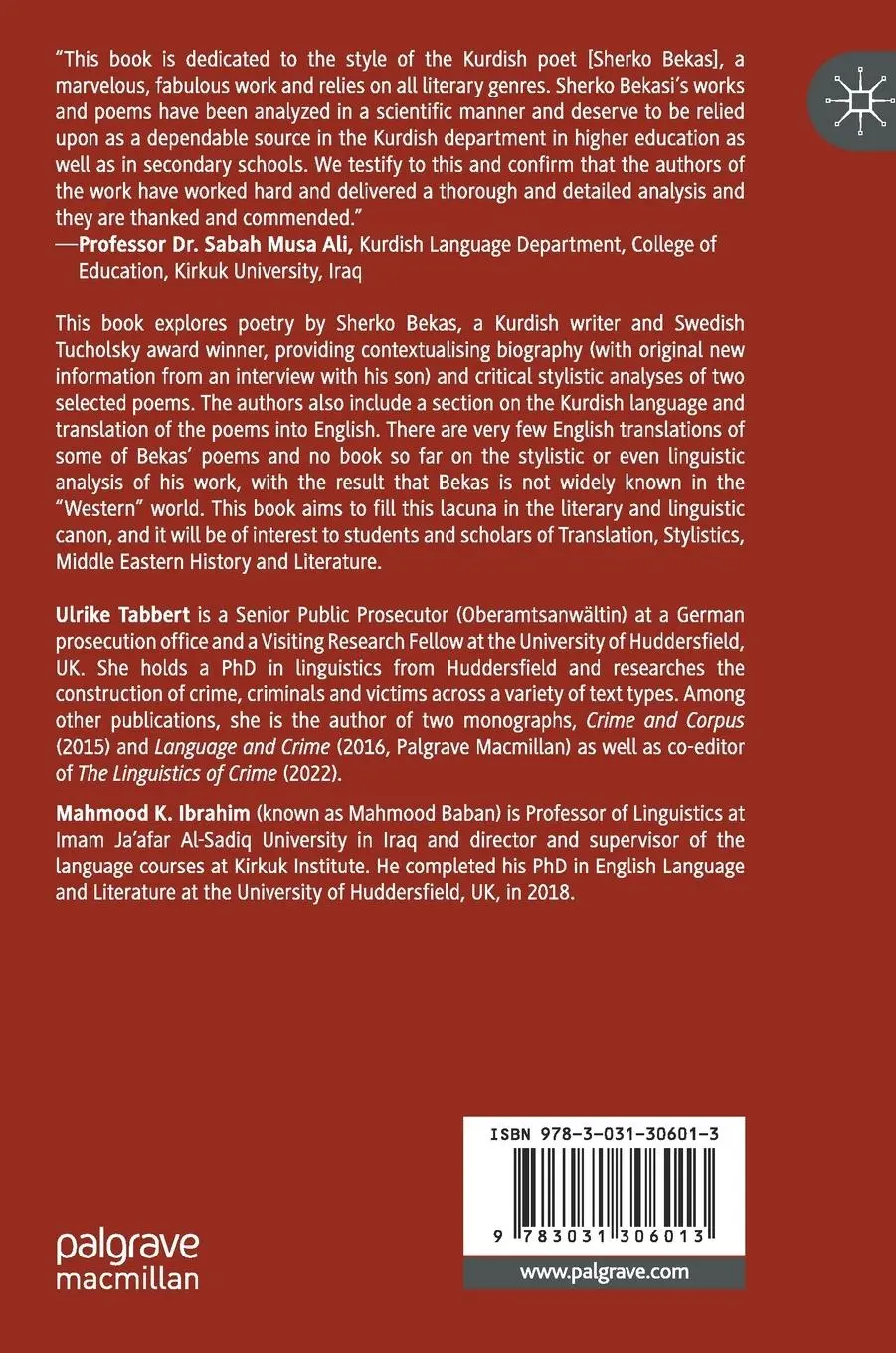 Rückseite: 9783031306013 | Sherko Bekas | A Kurdish Voice under the Lens of Critical Stylistics