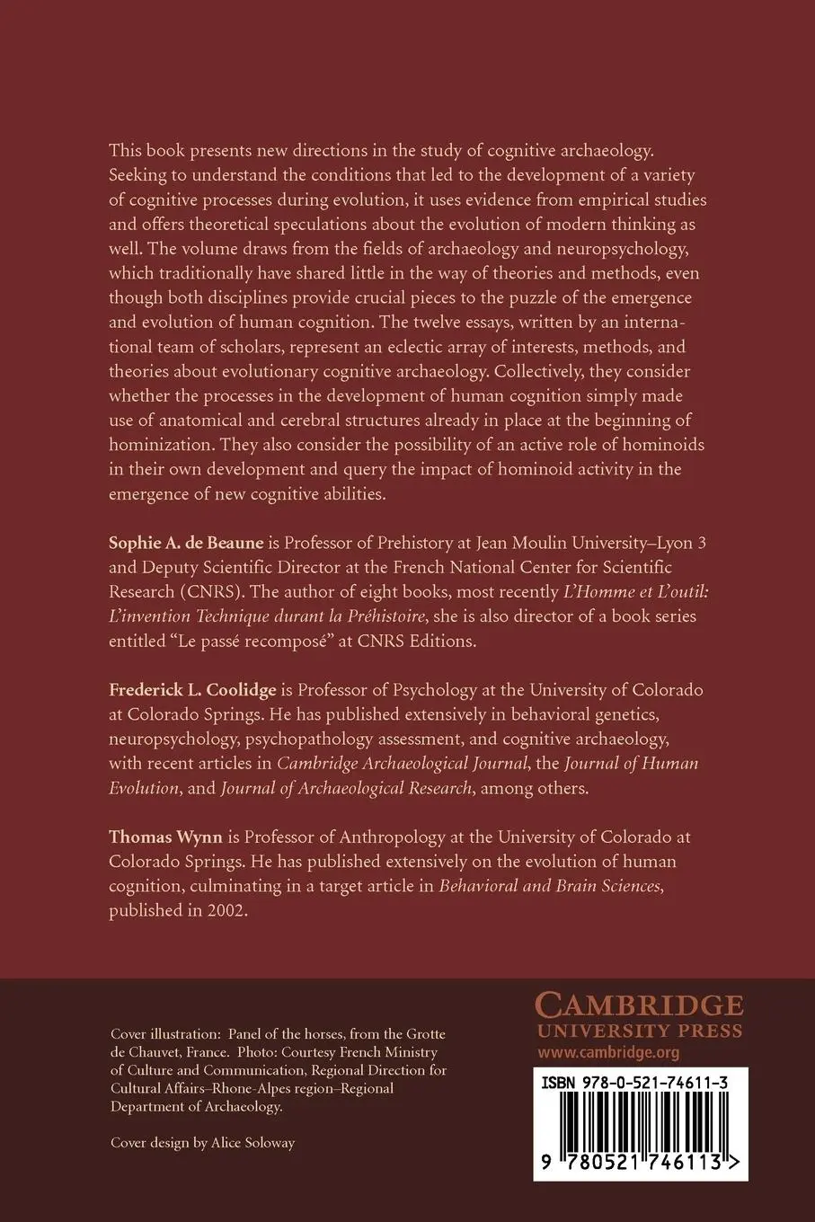 Rückseite: 9780521746113 | Cognitive Archaeology and Human Evolution | Sophie De Beaune (u. a.)
