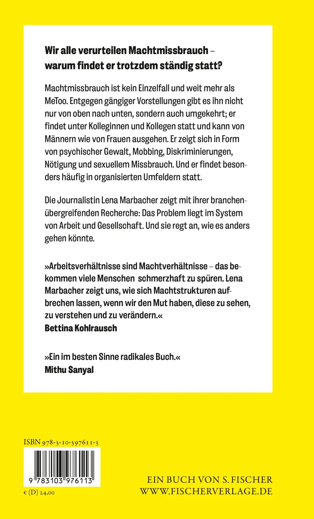 Rückseite: 9783103976113 | Arbeit Macht Missbrauch | Eine Gesellschaftskritik | Lena Marbacher