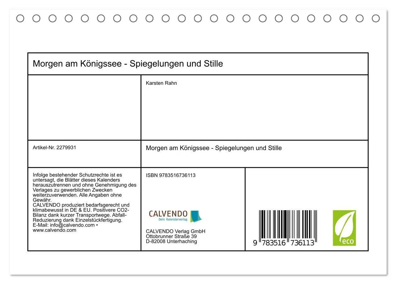 Bild: 9783516736113 | Morgen am Königssee - Spiegelungen und Stille (Tischkalender 2026...