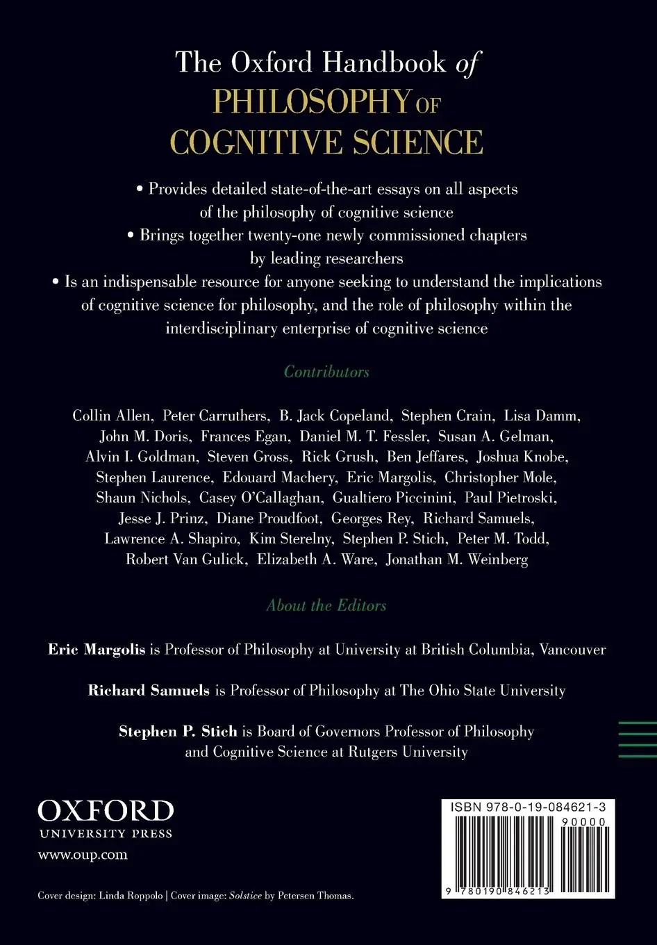 Rückseite: 9780190846213 | The Oxford Handbook of Philosophy of Cognitive Science | Eric Margolis