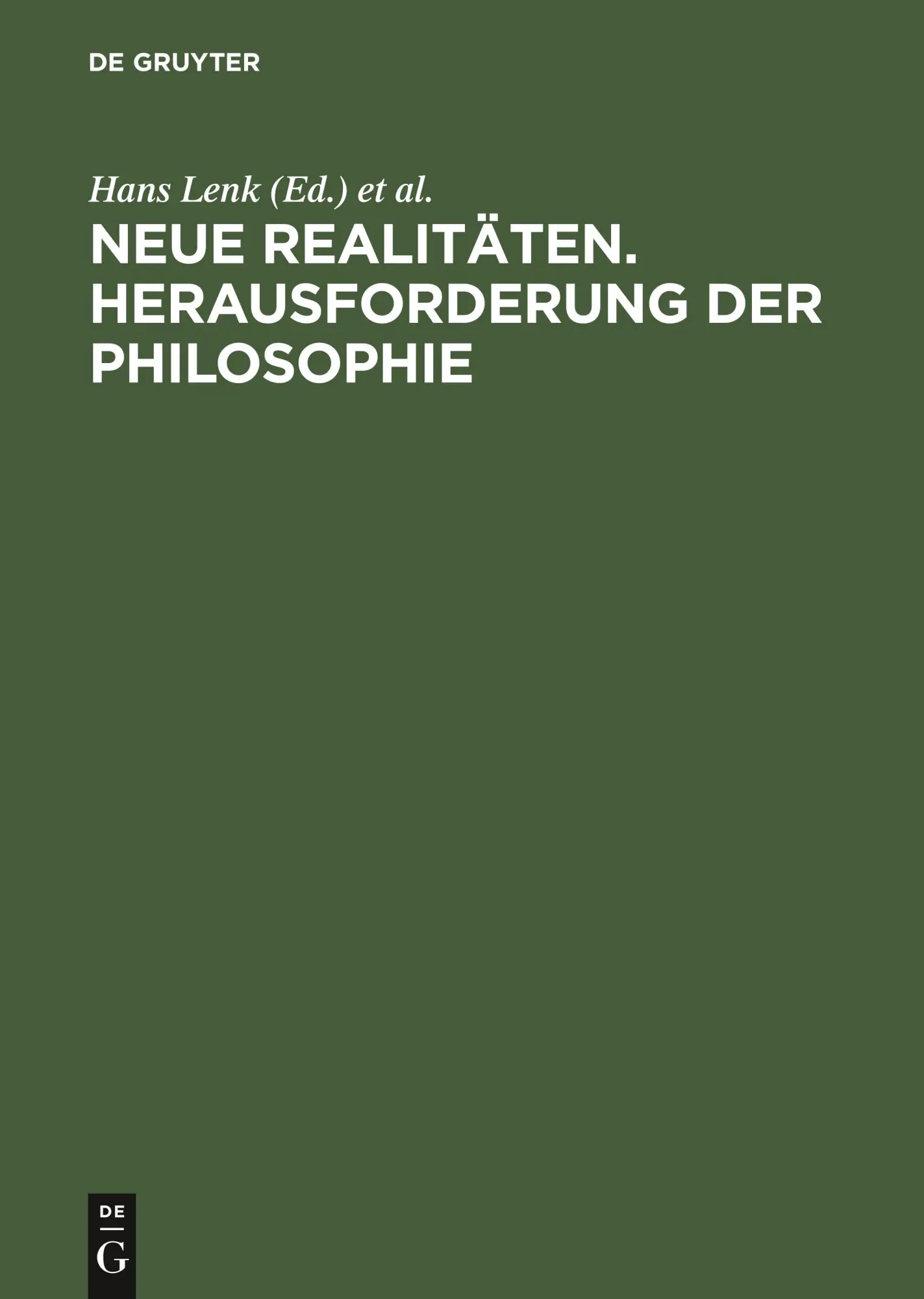 Cover: 9783050026213 | Neue Realitäten. Herausforderung der Philosophie | Hans Poser (u. a.)