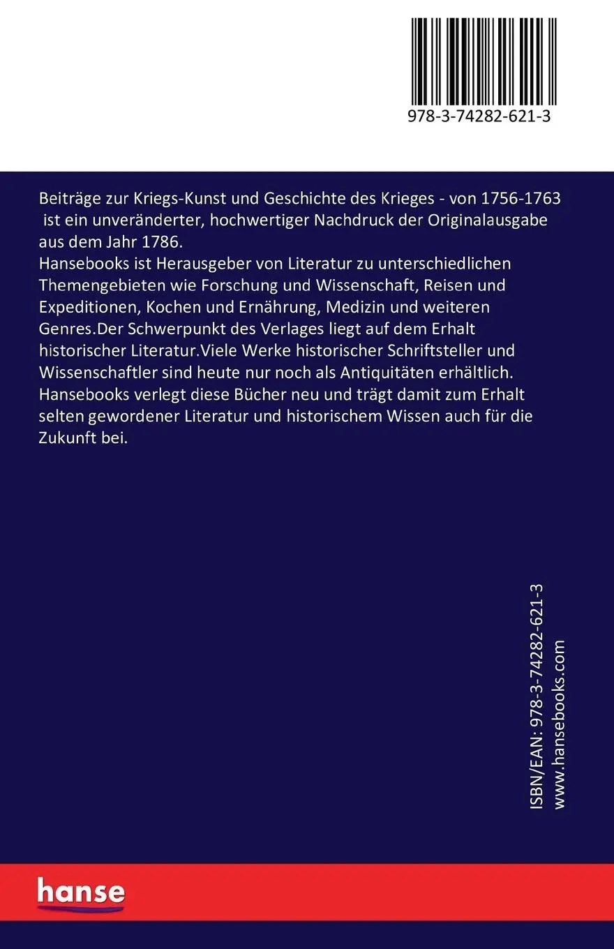 Rückseite: 9783742826213 | Beiträge zur Kriegs-Kunst und Geschichte des Krieges | von 1756-1763