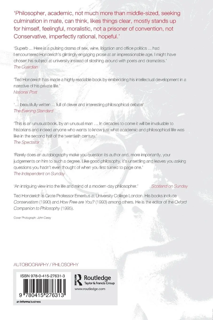 Rückseite: 9780415276313 | Philosopher A Kind Of Life | Ted Honderich (u. a.) | Taschenbuch