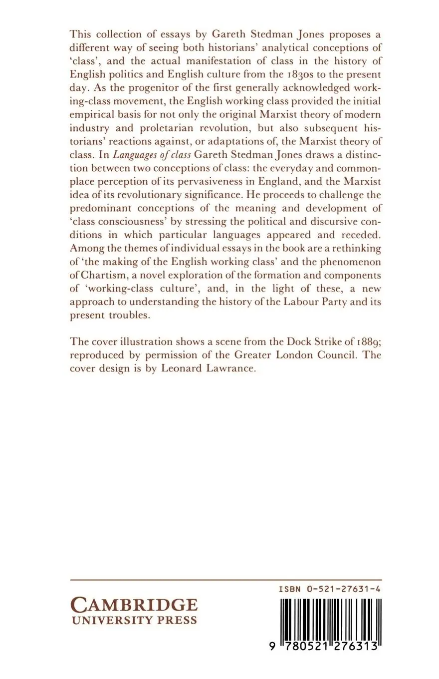 Rückseite: 9780521276313 | Languages of Class | Gareth Stedman-Jones (u. a.) | Taschenbuch | 2002