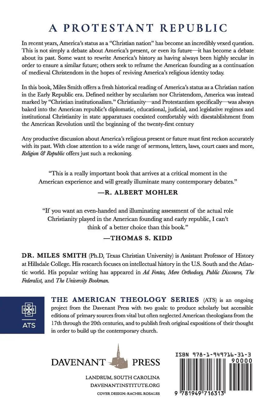 Rückseite: 9781949716313 | Religion and Republic | Miles Smith | Taschenbuch | Englisch | 2024