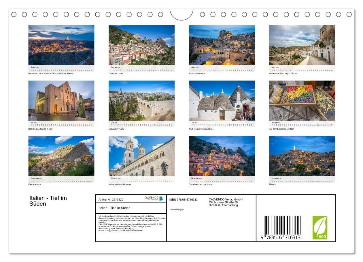 Bild: 9783516716313 | Italien - Tief im Süden (Wandkalender 2026 DIN A4 quer), CALVENDO...