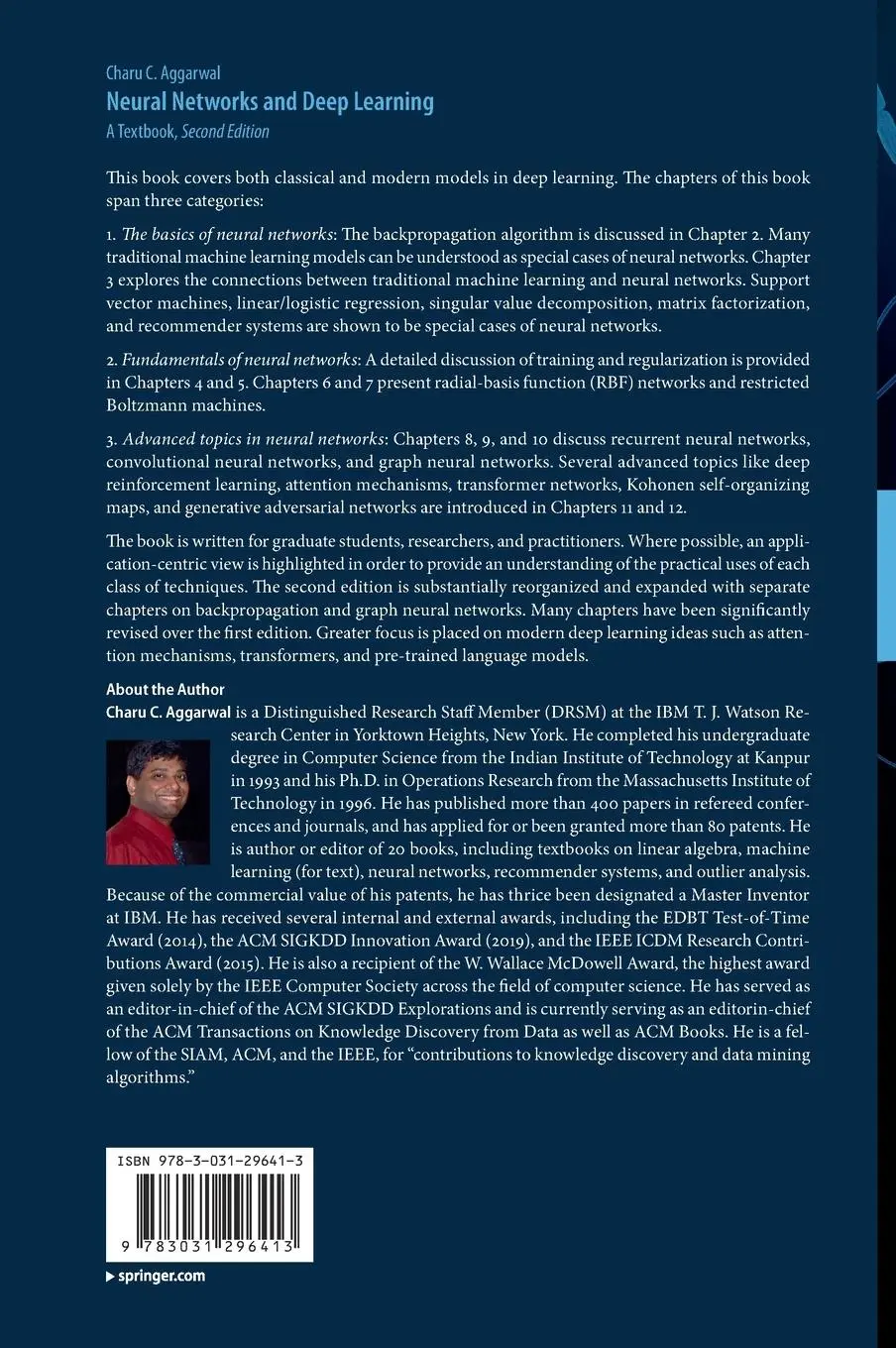 Rückseite: 9783031296413 | Neural Networks and Deep Learning | A Textbook | Charu C. Aggarwal
