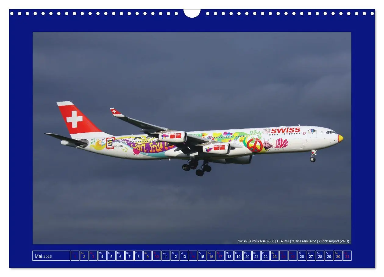 Bild: 9783457546413 | Bunte Airliner (Wandkalender 2026 DIN A3 quer), CALVENDO...
