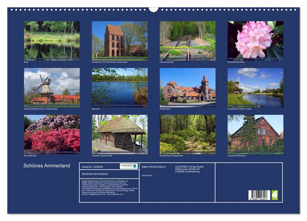 Bild: 9783457926413 | Schönes Ammerland (Wandkalender 2026 DIN A2 quer), CALVENDO...