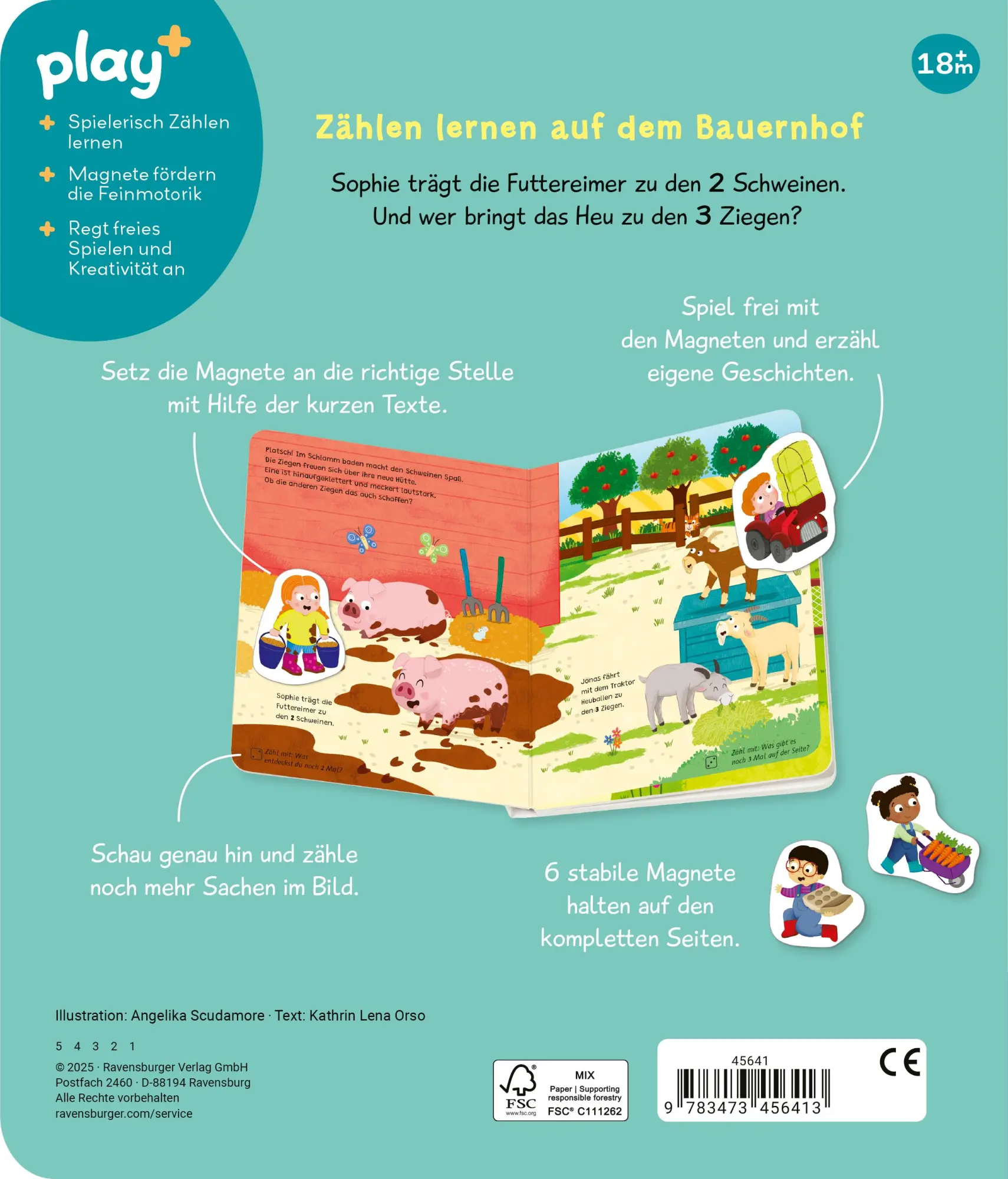 Rückseite: 9783473456413 | Play+ Mein Spiel mit-Magnetbuch Komm, wir lernen Zählen - ab 18 Monate