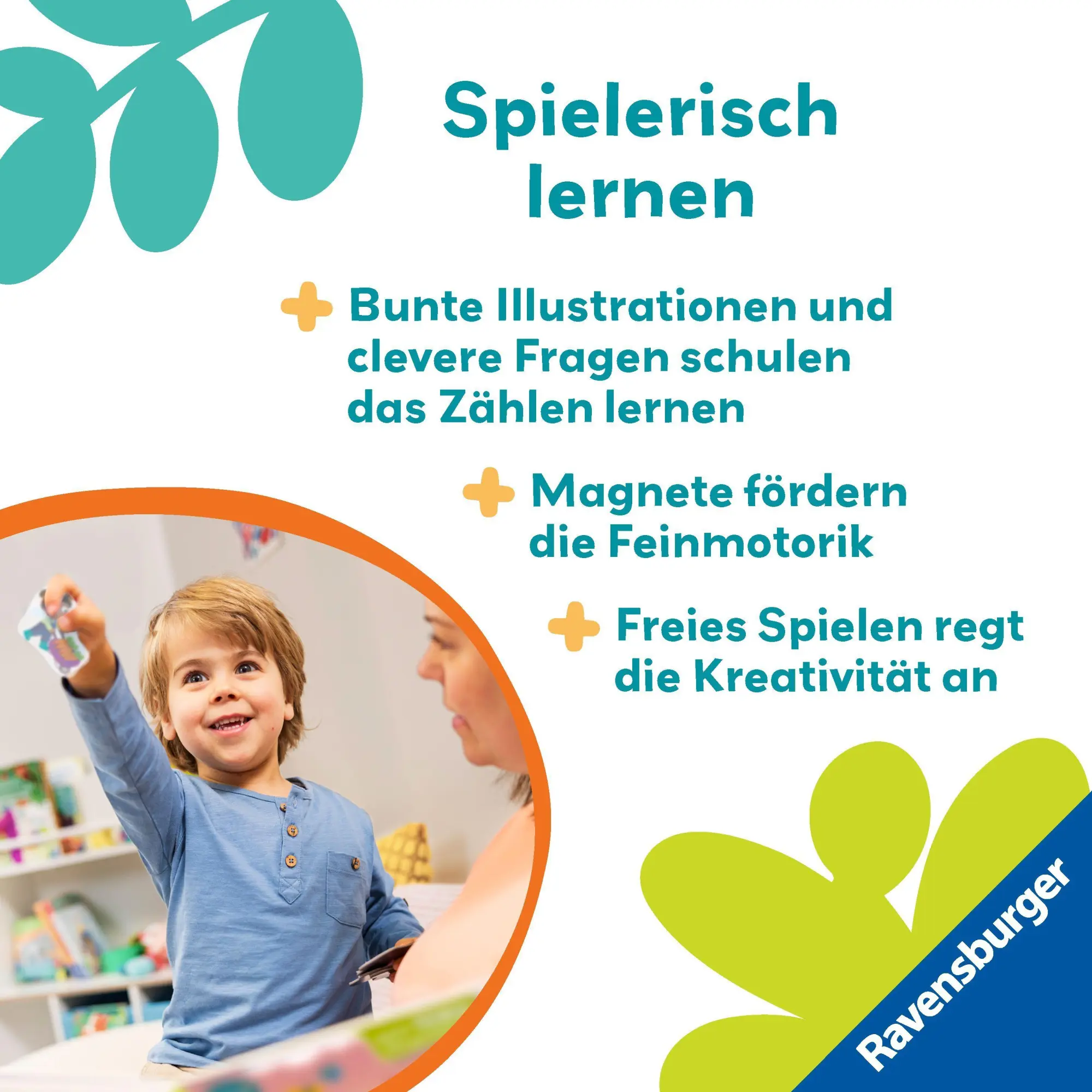 Bild: 9783473456413 | Play+ Mein Spiel mit-Magnetbuch Komm, wir lernen Zählen - ab 18 Monate