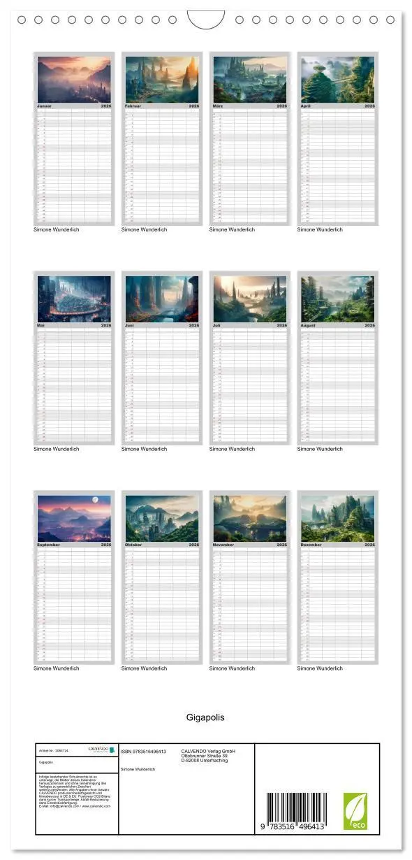 Bild: 9783516496413 | Familienplaner 2026 - Gigapolis mit 5 Spalten (Wandkalender, 21 x...