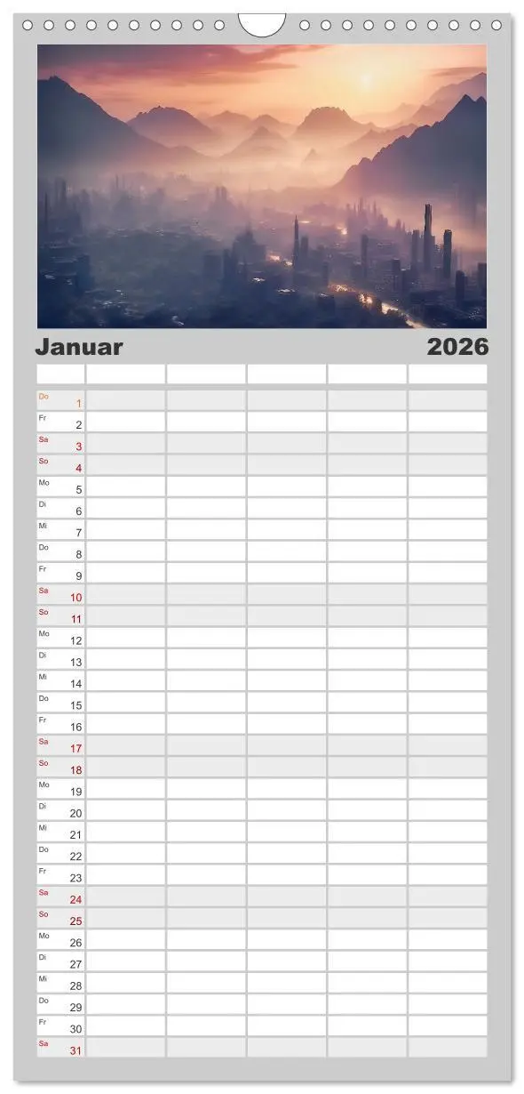 Bild: 9783516496413 | Familienplaner 2026 - Gigapolis mit 5 Spalten (Wandkalender, 21 x...