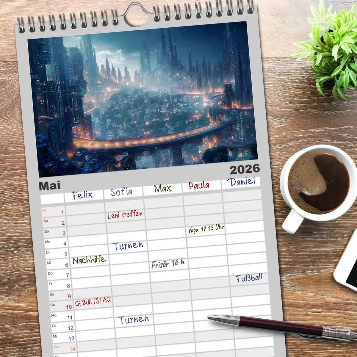 Bild: 9783516496413 | Familienplaner 2026 - Gigapolis mit 5 Spalten (Wandkalender, 21 x...