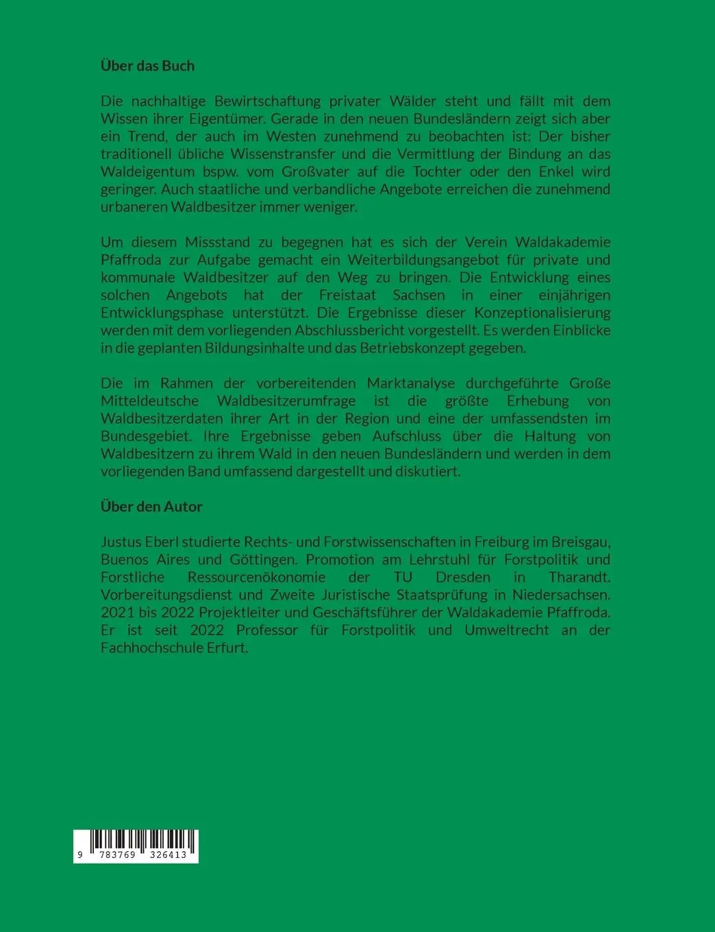 Rückseite: 9783769326413 | Eine neue Waldakademie für Deutschland | Justus Eberl | Taschenbuch