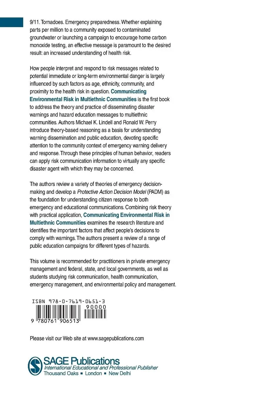 Rückseite: 9780761906513 | Communicating Environmental Risk in Multiethnic Communities | Buch