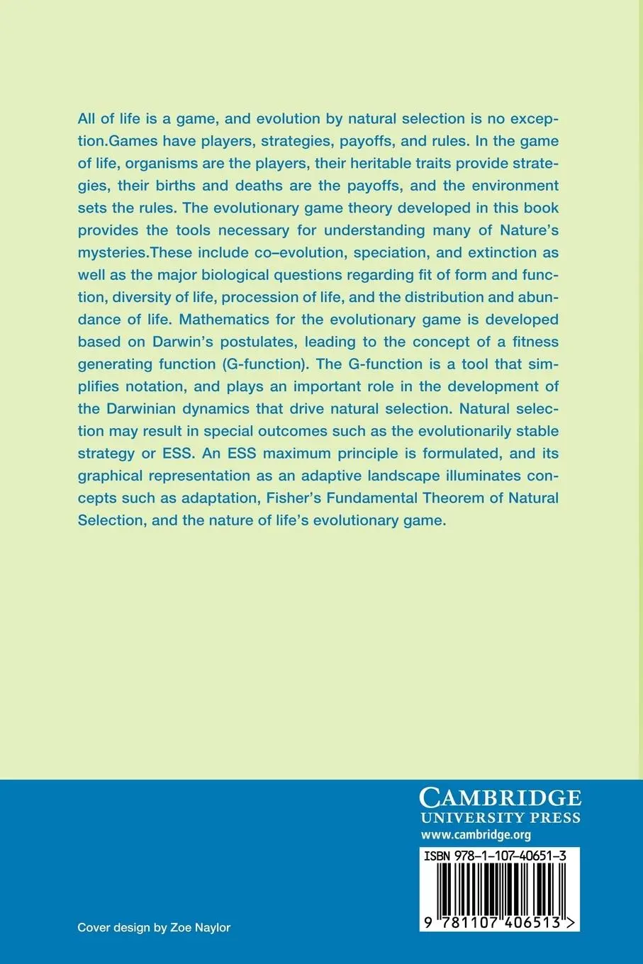 Rückseite: 9781107406513 | Evolutionary Game Theory, Natural Selection, and Darwinian Dynamics