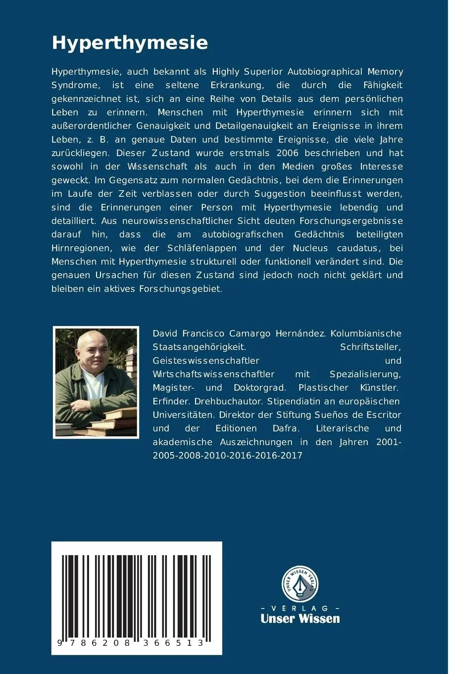 Rückseite: 9786208366513 | Hyperthymesie | Umfrage-Typologien | David Francisco Camargo Hernández