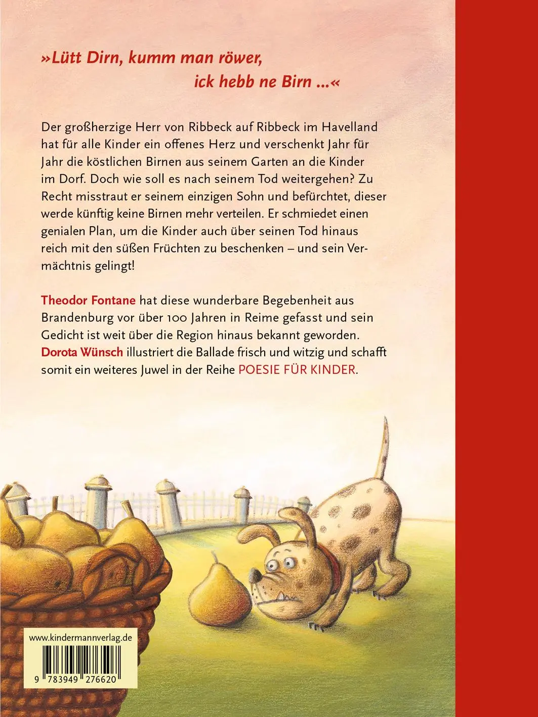 Rückseite: 9783949276613 | Herr von Ribbeck auf Ribbeck im Havelland | Theodor Fontane | Buch