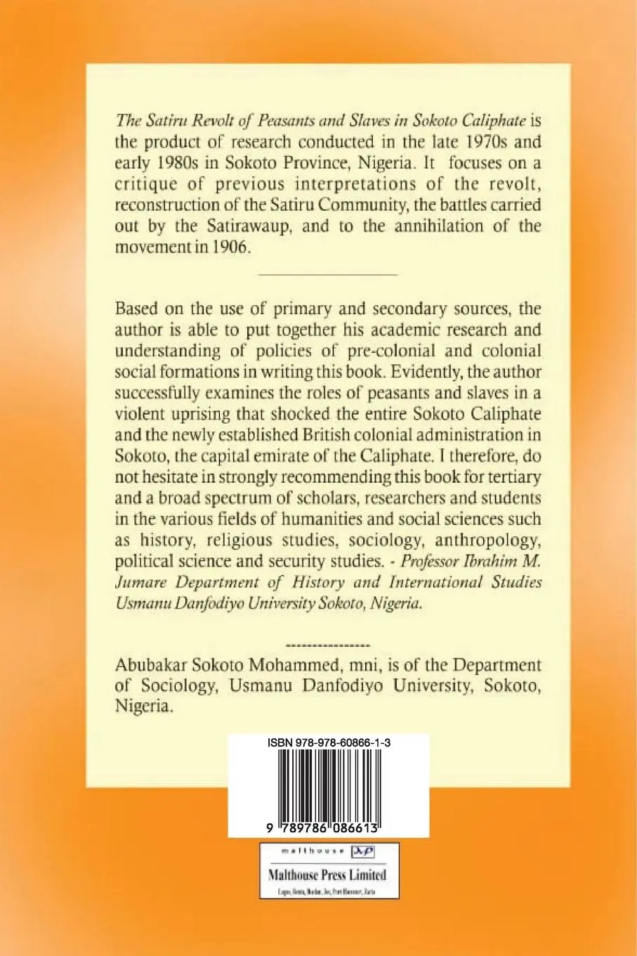 Rückseite: 9789786086613 | The Satiru Revolt of Peasants and Slaves in Sokoto Caliphate | Buch