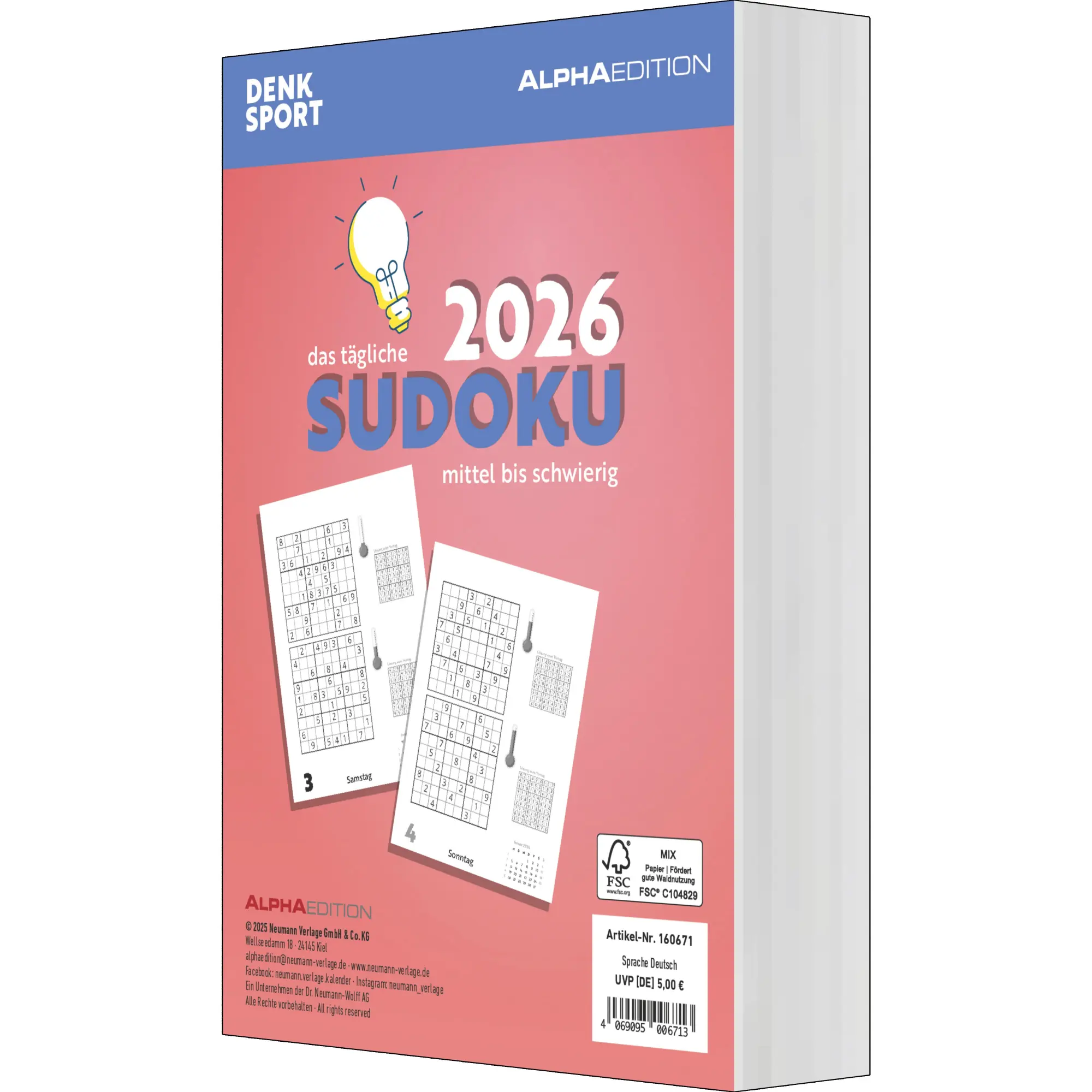 Rückseite: 4069095006713 | Das tägliche Sudoku 2026 - Tagesabreißkalender -14,8x21,0 -...
