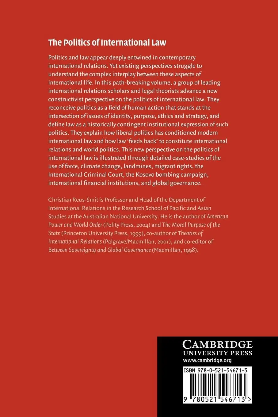 Rückseite: 9780521546713 | The Politics of International Law | Christian Reus-Smit (u. a.) | Buch