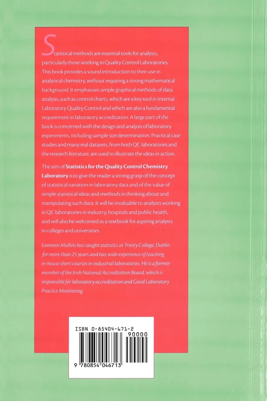 Rückseite: 9780854046713 | Statistics for the Quality Control Chemistry Laboratory | Mullins