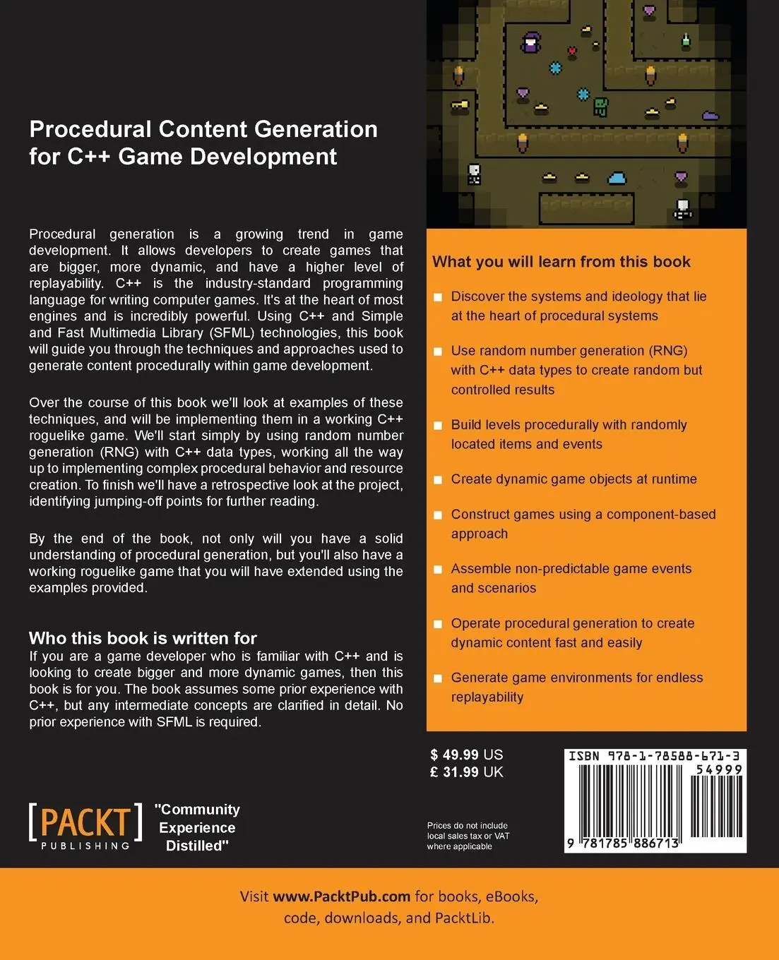 Rückseite: 9781785886713 | Procedural Content Generation for C++ Game Development | Dale Green