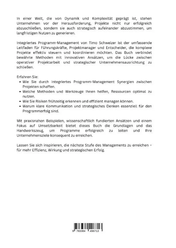 Rückseite: 9783384496713 | Integriertes Programm-Management | Timo Schweizer | Buch | 288 S.