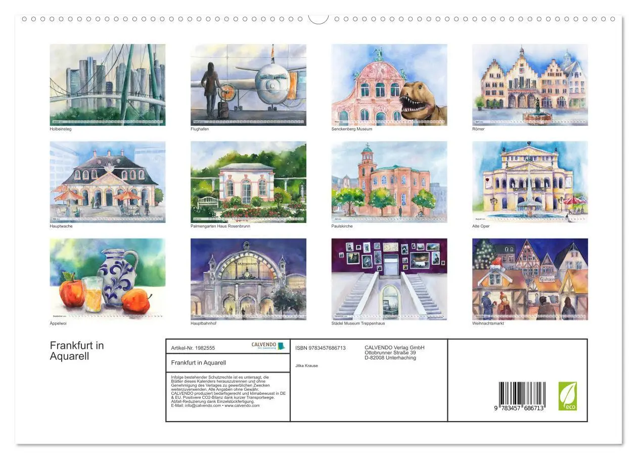 Bild: 9783457686713 | Frankfurt in Aquarell (hochwertiger Premium Wandkalender 2026 DIN...