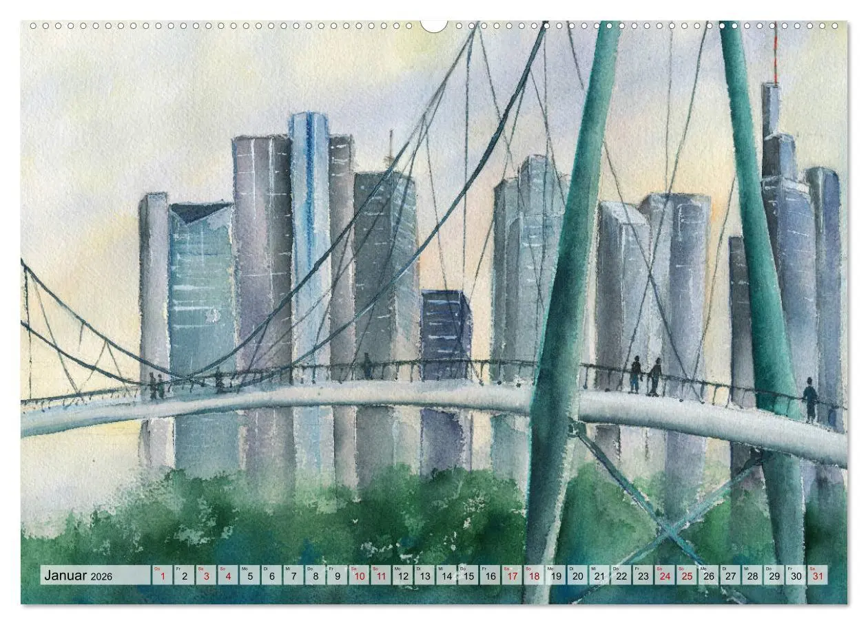 Bild: 9783457686713 | Frankfurt in Aquarell (hochwertiger Premium Wandkalender 2026 DIN...