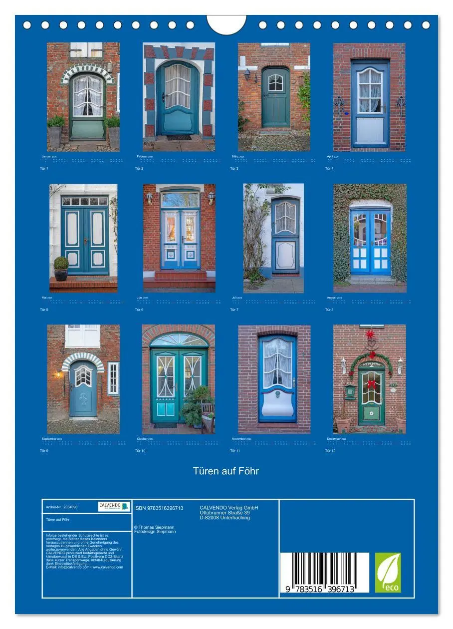 Bild: 9783516396713 | Türen auf Föhr (Wandkalender 2026 DIN A4 hoch), CALVENDO...