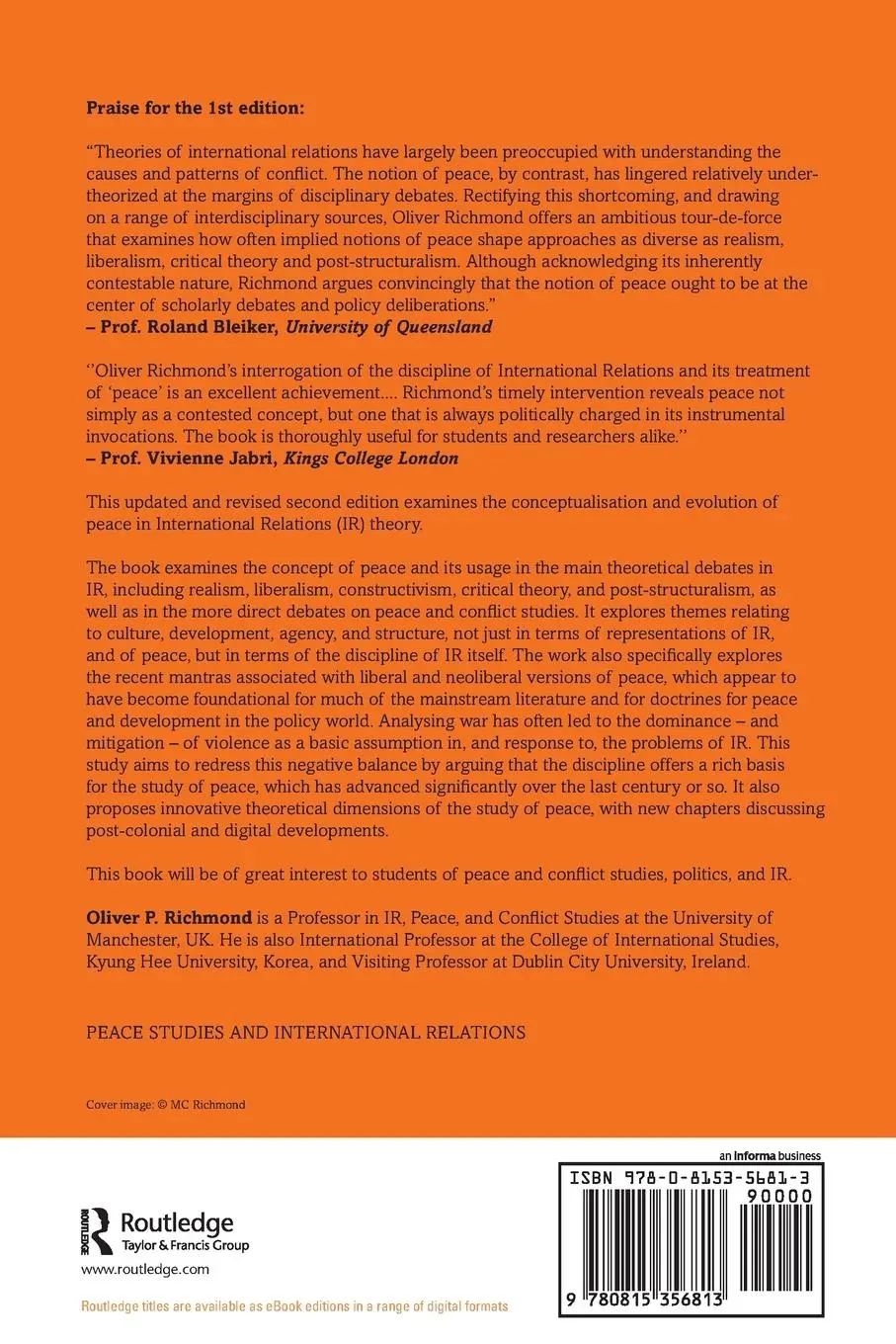 Rückseite: 9780815356813 | Peace in International Relations | Oliver P. Richmond | Taschenbuch