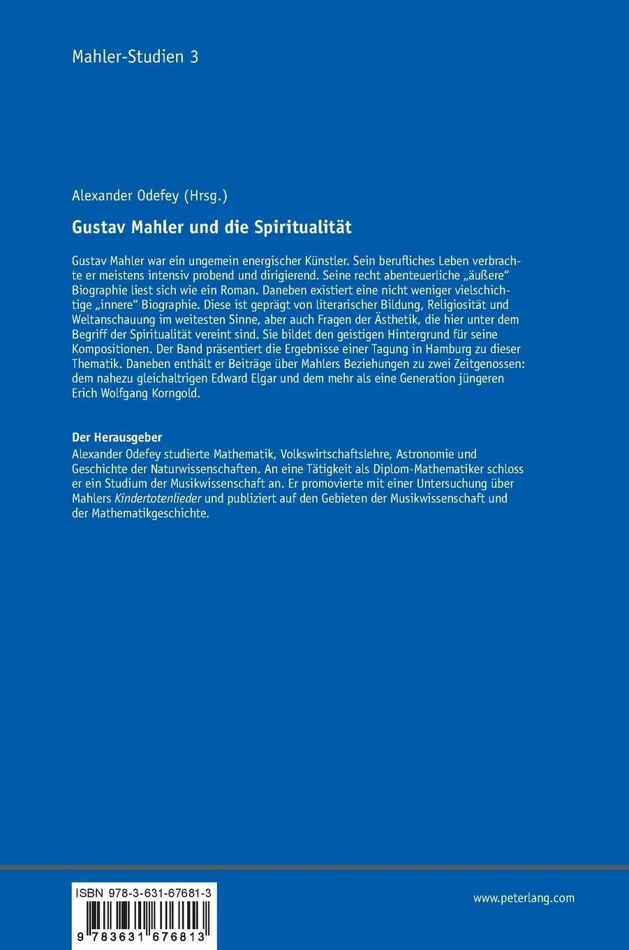 Rückseite: 9783631676813 | Gustav Mahler und die Spiritualität | Alexander Odefey | Buch | 2016