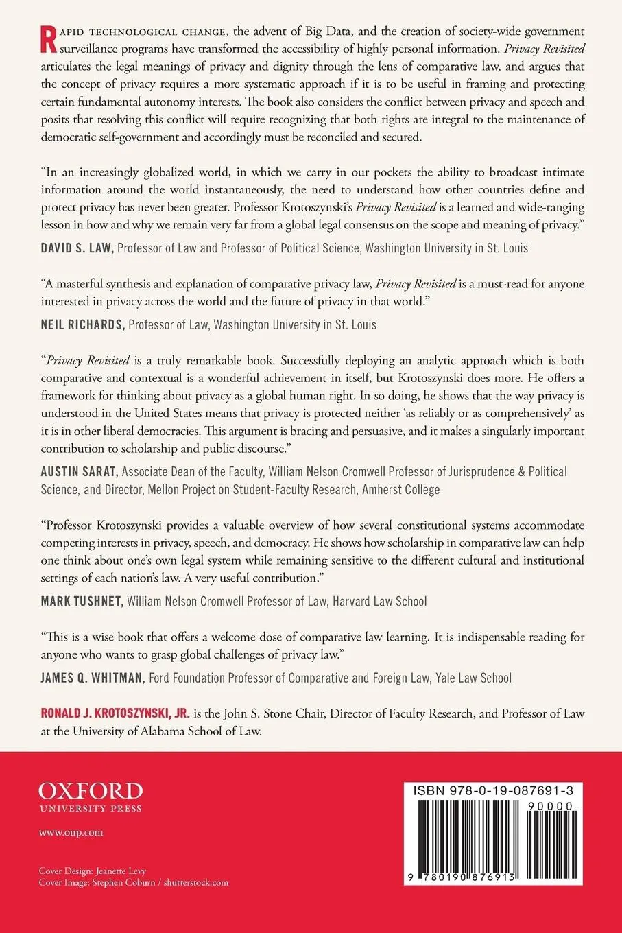 Rückseite: 9780190876913 | Privacy Revisited | A Global Perspective on the Right to be Left Alone