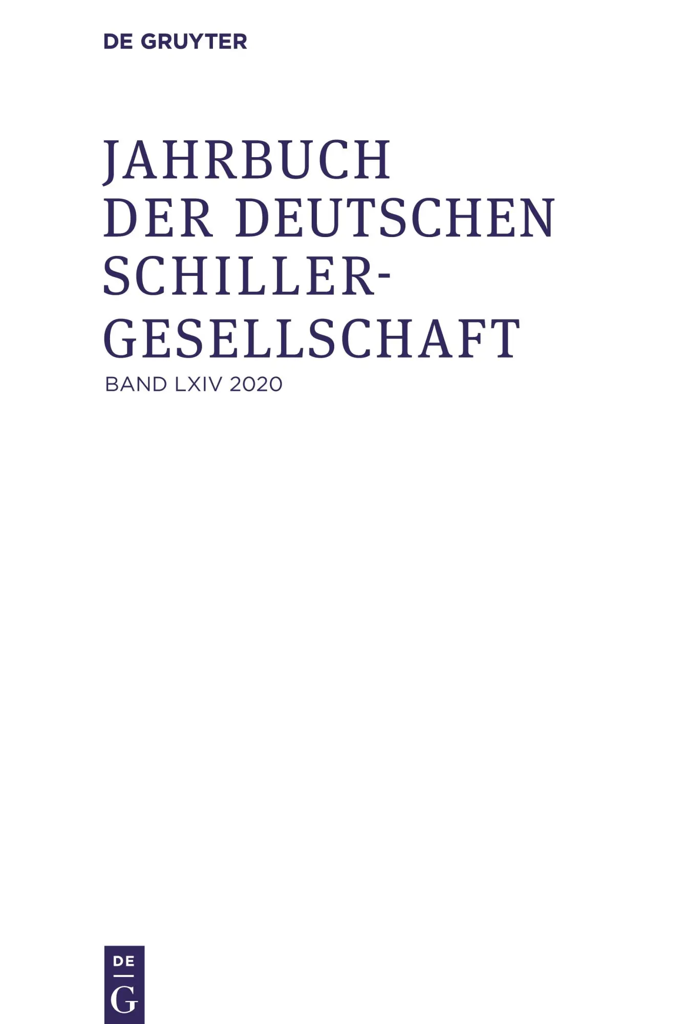 Cover: 9783110686913 | Jahrbuch der Deutschen Schillergesellschaft, Band 64, Jahrbuch der...