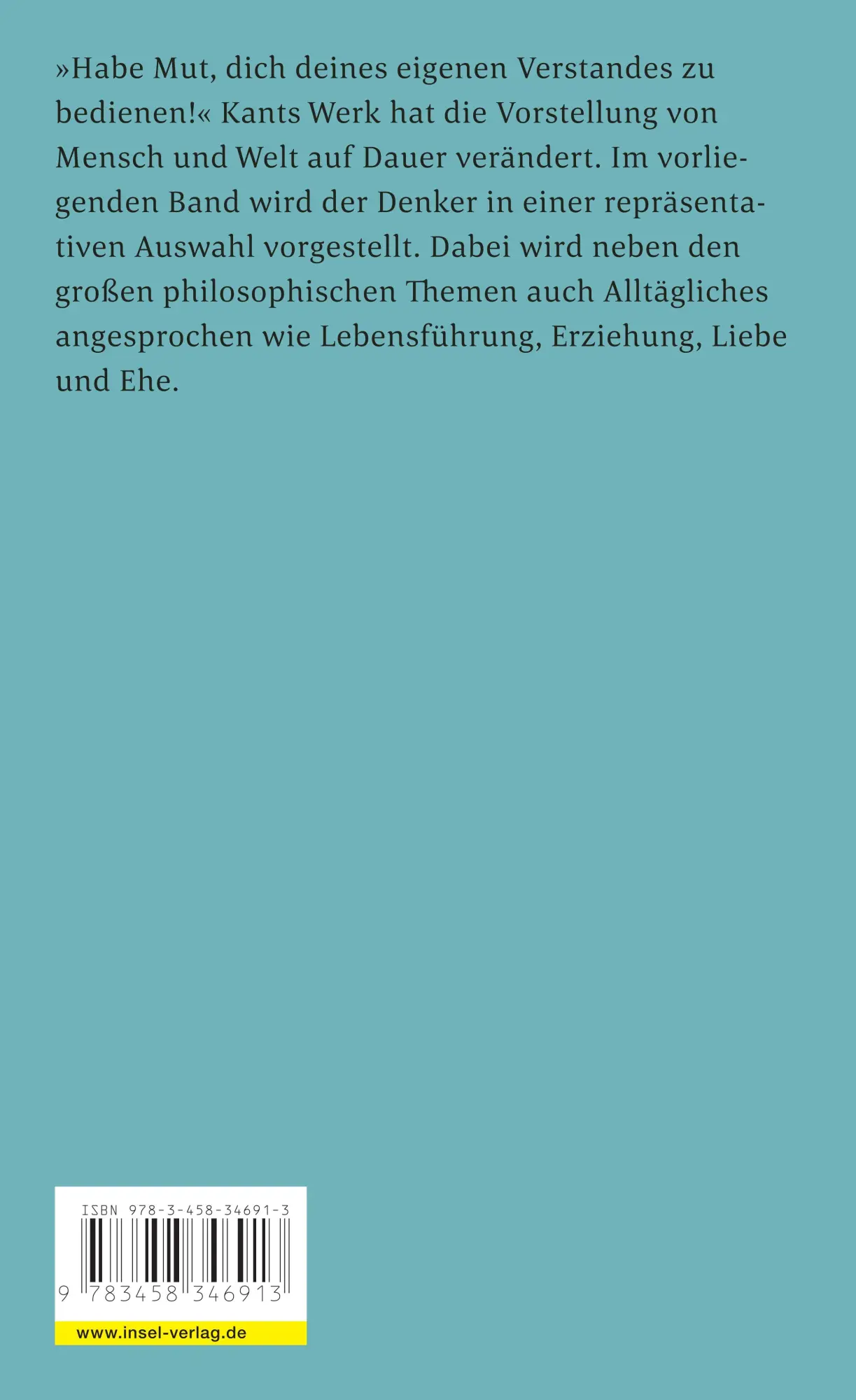Rückseite: 9783458346913 | Denken mit Kant | Ein philosophisches Lesebuch | Immanuel Kant | Buch