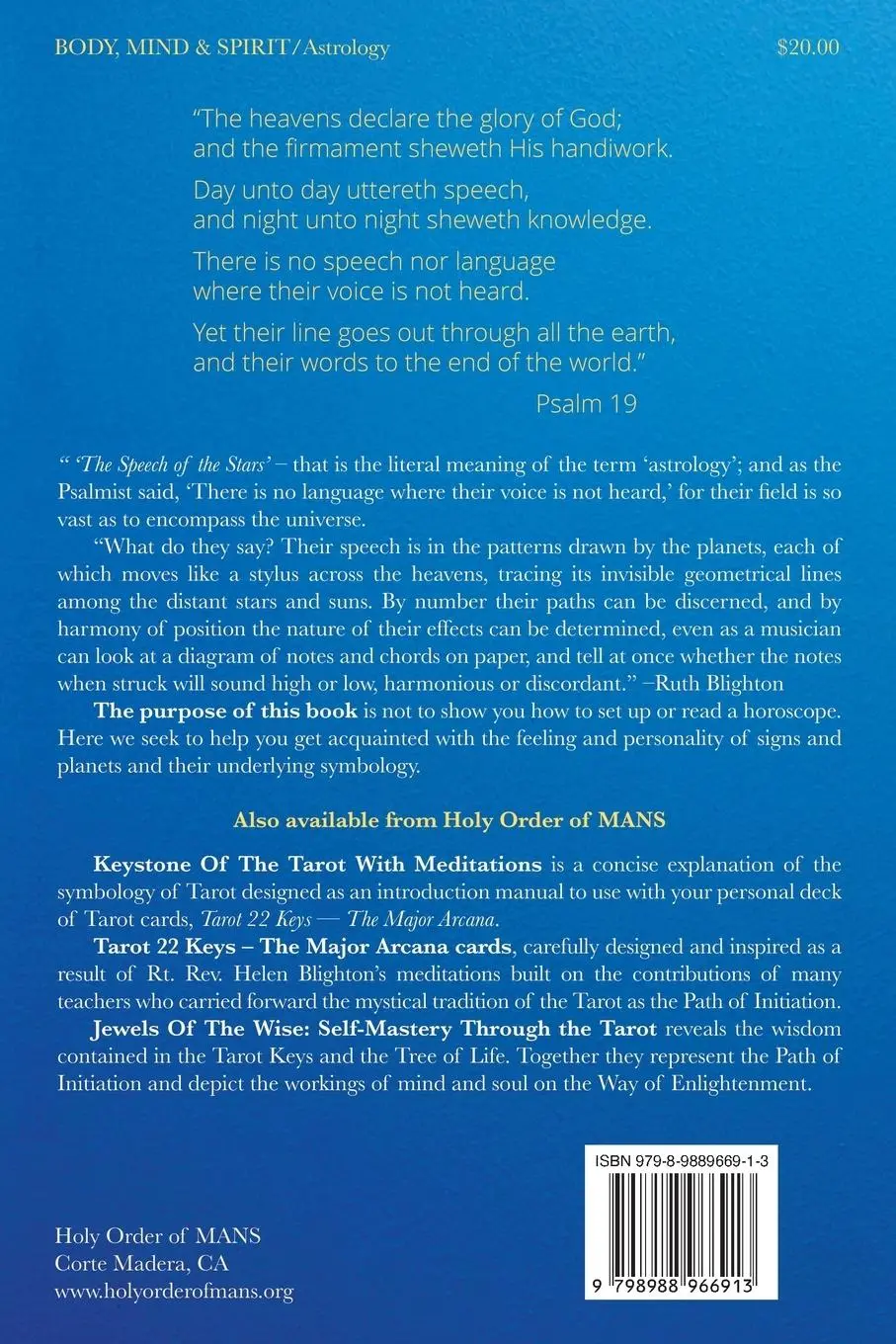 Rückseite: 9798988966913 | Stars of Heaven | Mystical Astrology | Holy Order of MANS | Buch