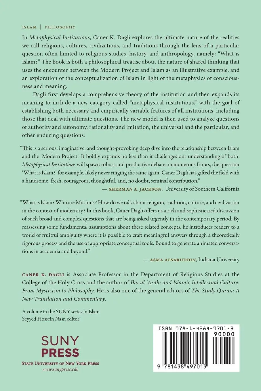 Rückseite: 9781438497013 | Metaphysical Institutions | Islam and the Modern Project | Dagli
