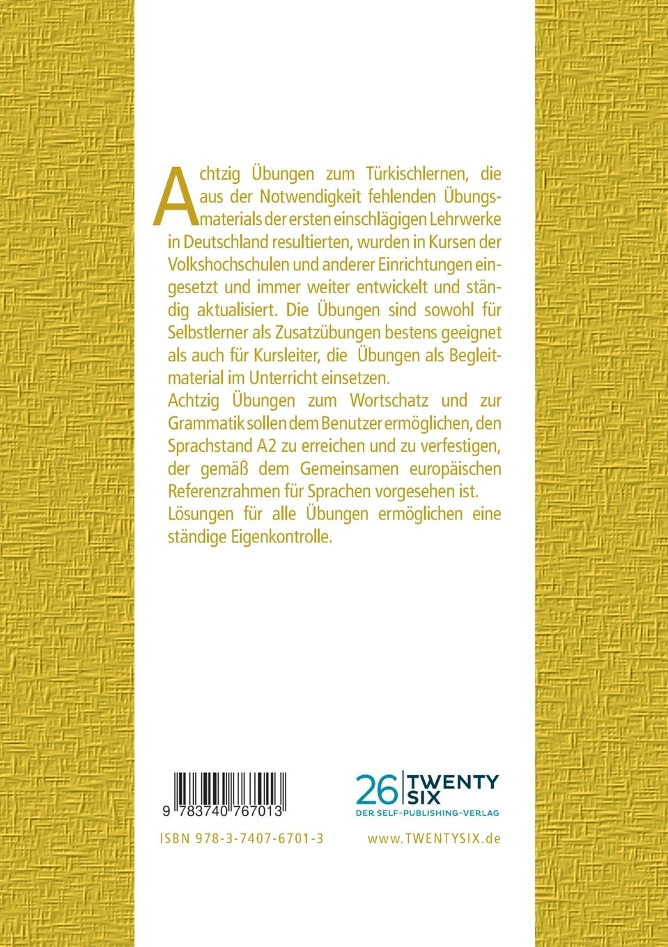 Rückseite: 9783740767013 | Achtzig Übungen zum Türkischlernen | Sprachstand A2 | Kiygi | Buch
