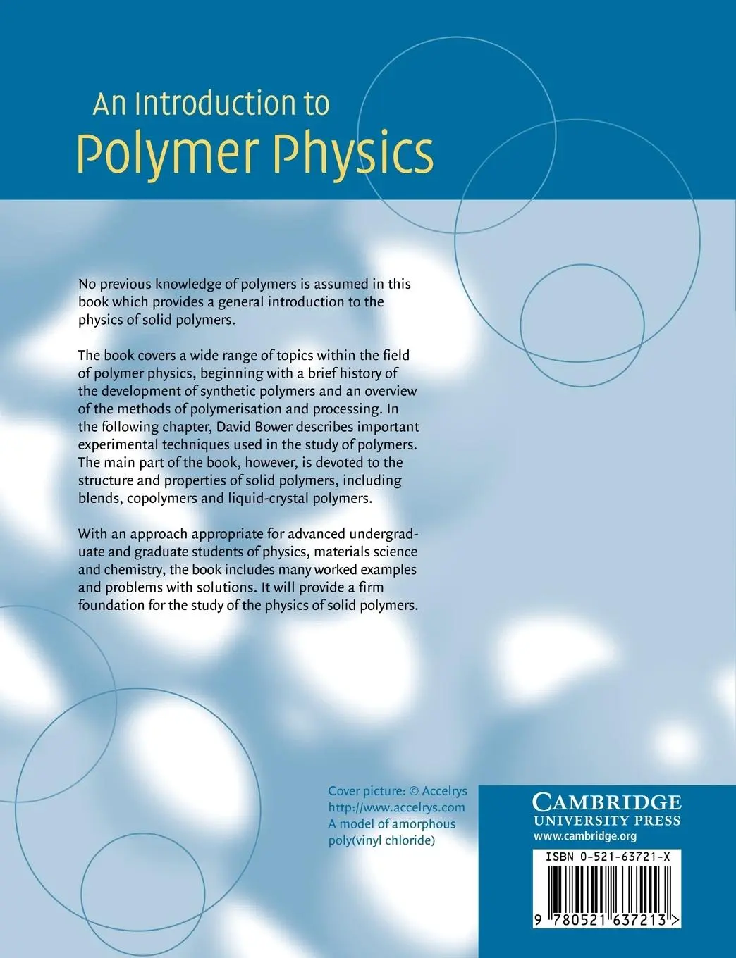 Rückseite: 9780521637213 | An Introduction to Polymer Physics | David I. Bower | Taschenbuch
