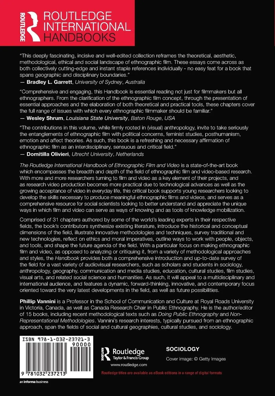 Rückseite: 9781032237213 | The Routledge International Handbook of Ethnographic Film and Video