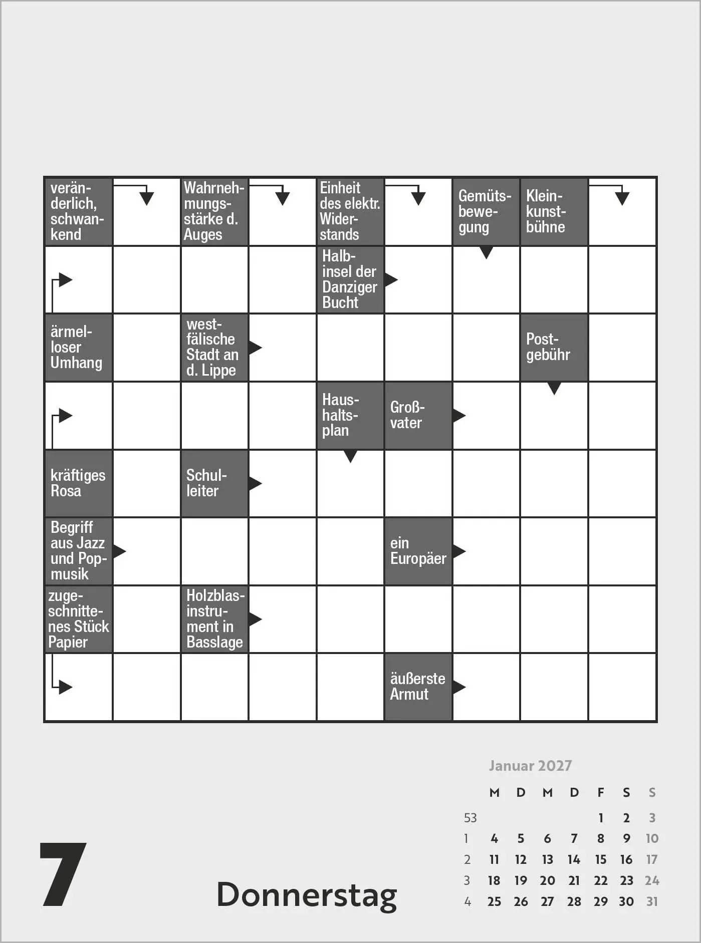 Bild: 4069095017313 | Kreuzworträtsel 2027 | Kalender | 315 S. | Deutsch | 2027