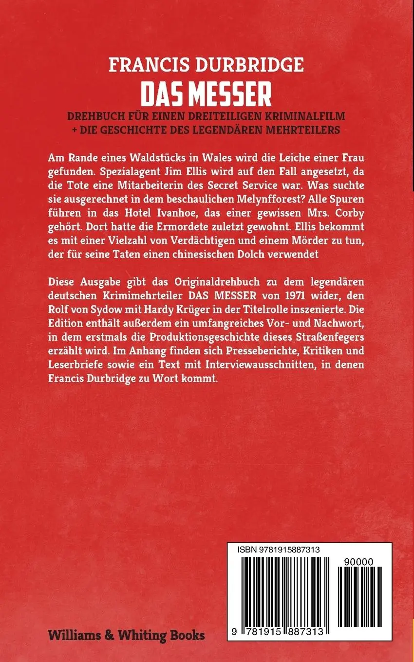 Rückseite: 9781915887313 | Das Messer | Francis Durbridge | Taschenbuch | Deutsch | 2023 | DGS